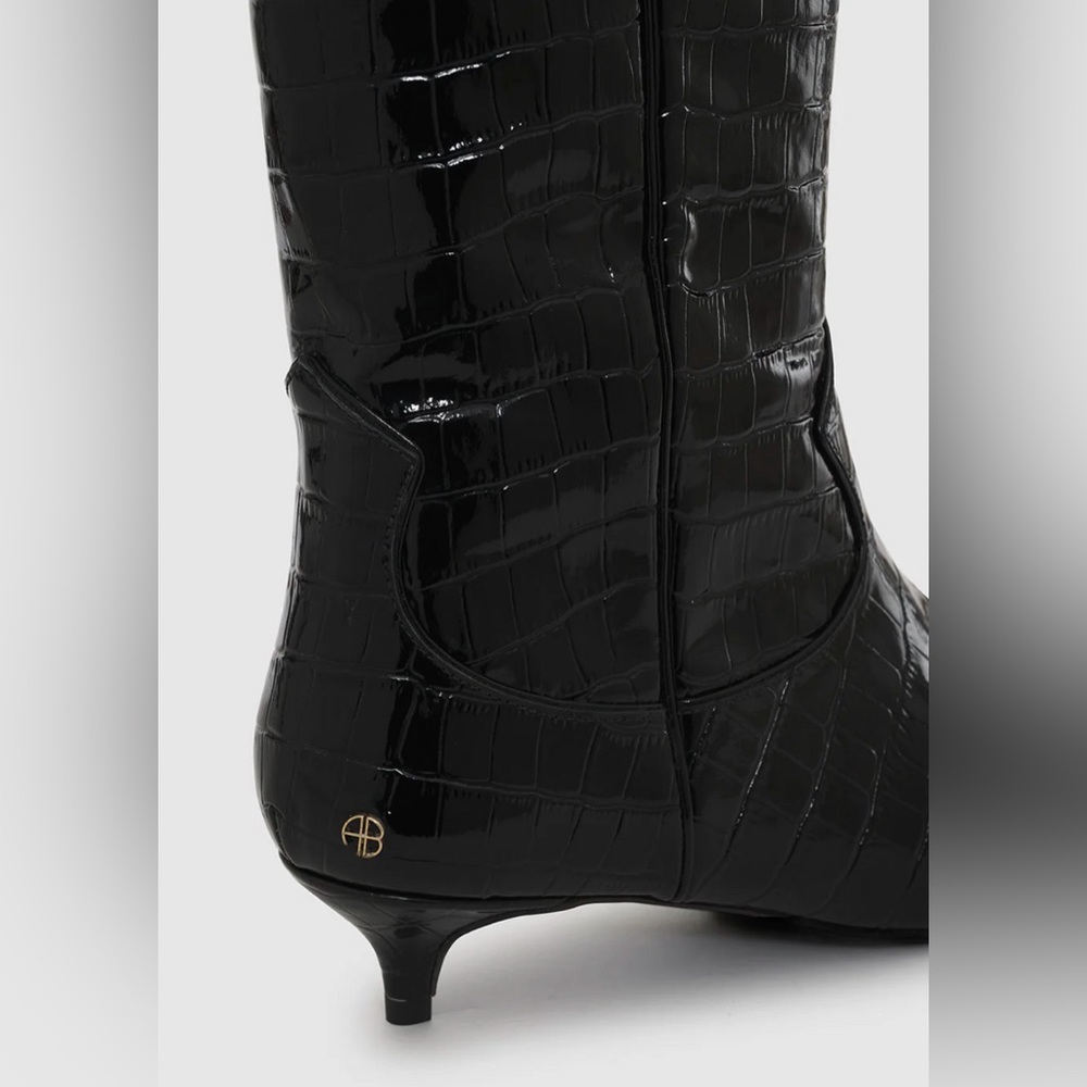 Anine Bing TALL RAE BOOTS - BLACK EMBOSSED NIB size 38 - Picture 4 of 11